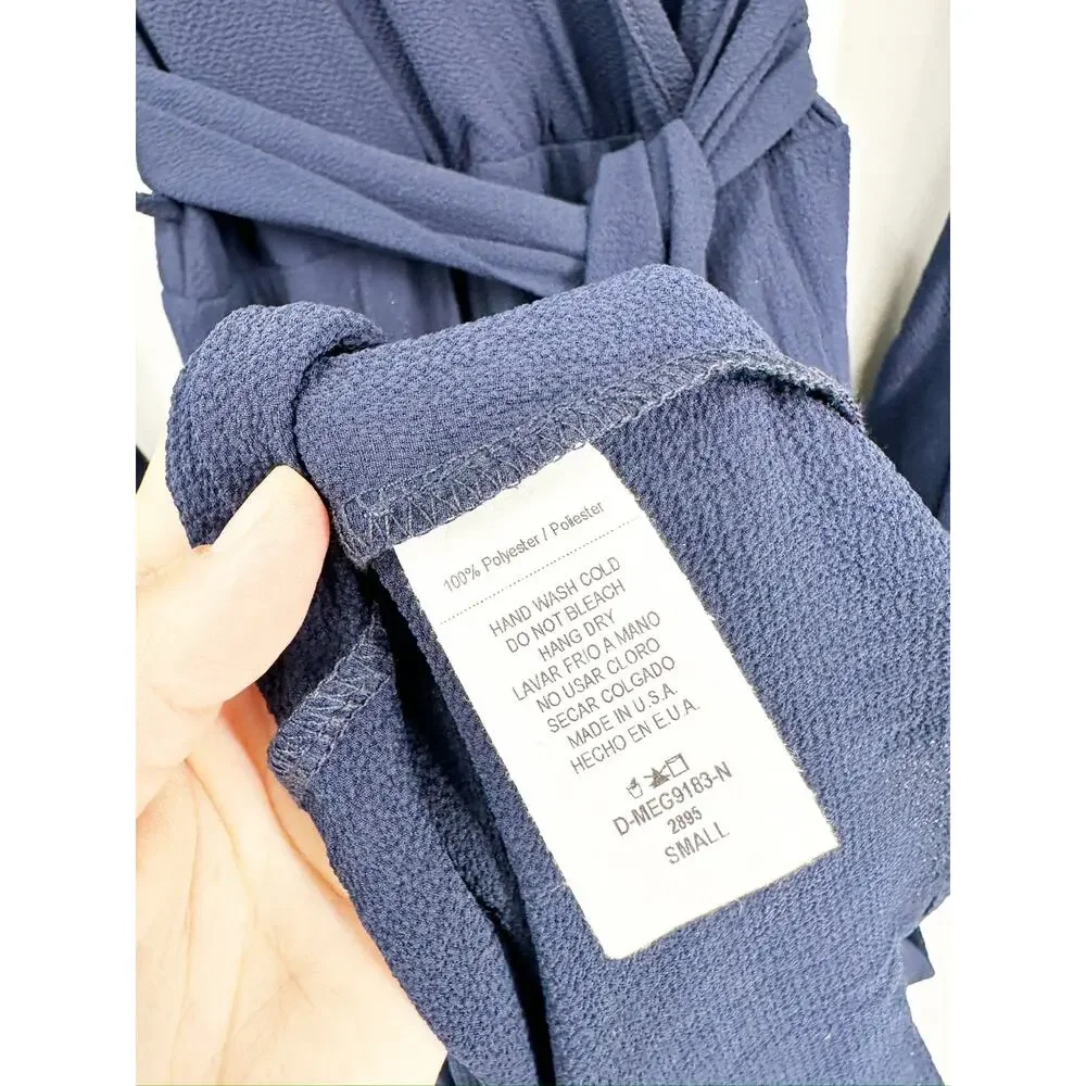 Meghan Los Angeles Lilypad Navy Blue Long Sleeve Maxi Dress Size Small‎